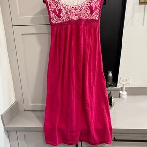 Pink Sleeveless Dress with Embroidered Detail